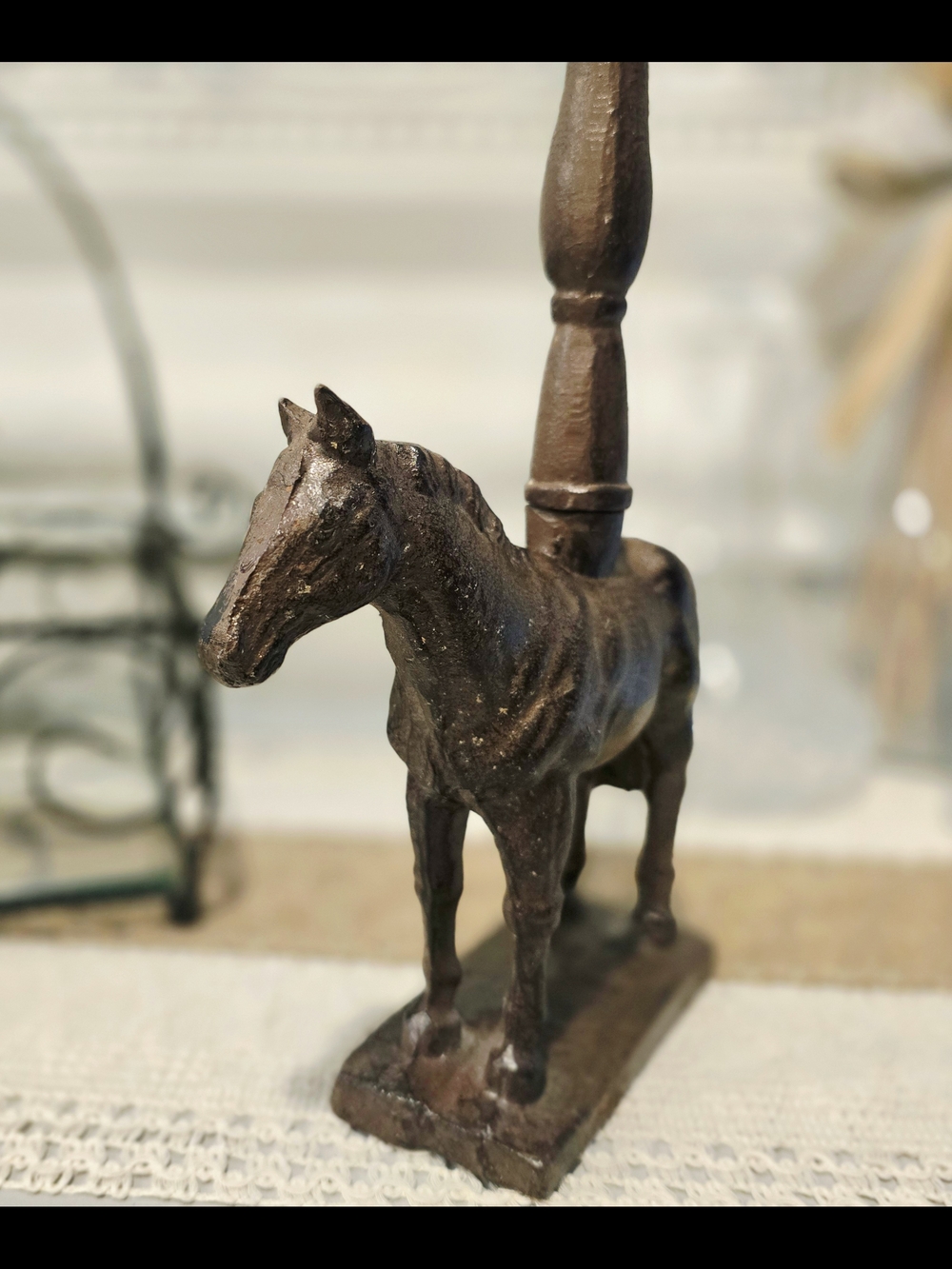 Vintage Decorative Cast Iron Horse Door Stopper - Brown - Picture 8 of 11